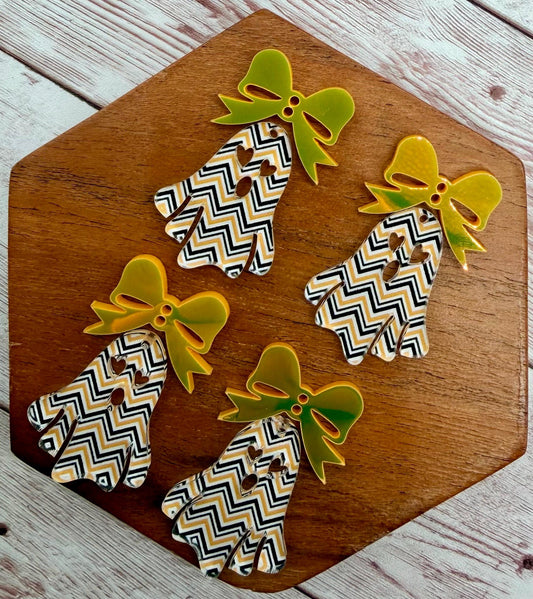 Halloween Chevron Ghost and Orange Iridescent Bow Fall Halloween Set Earring Blanks, DIY Jewelry Making