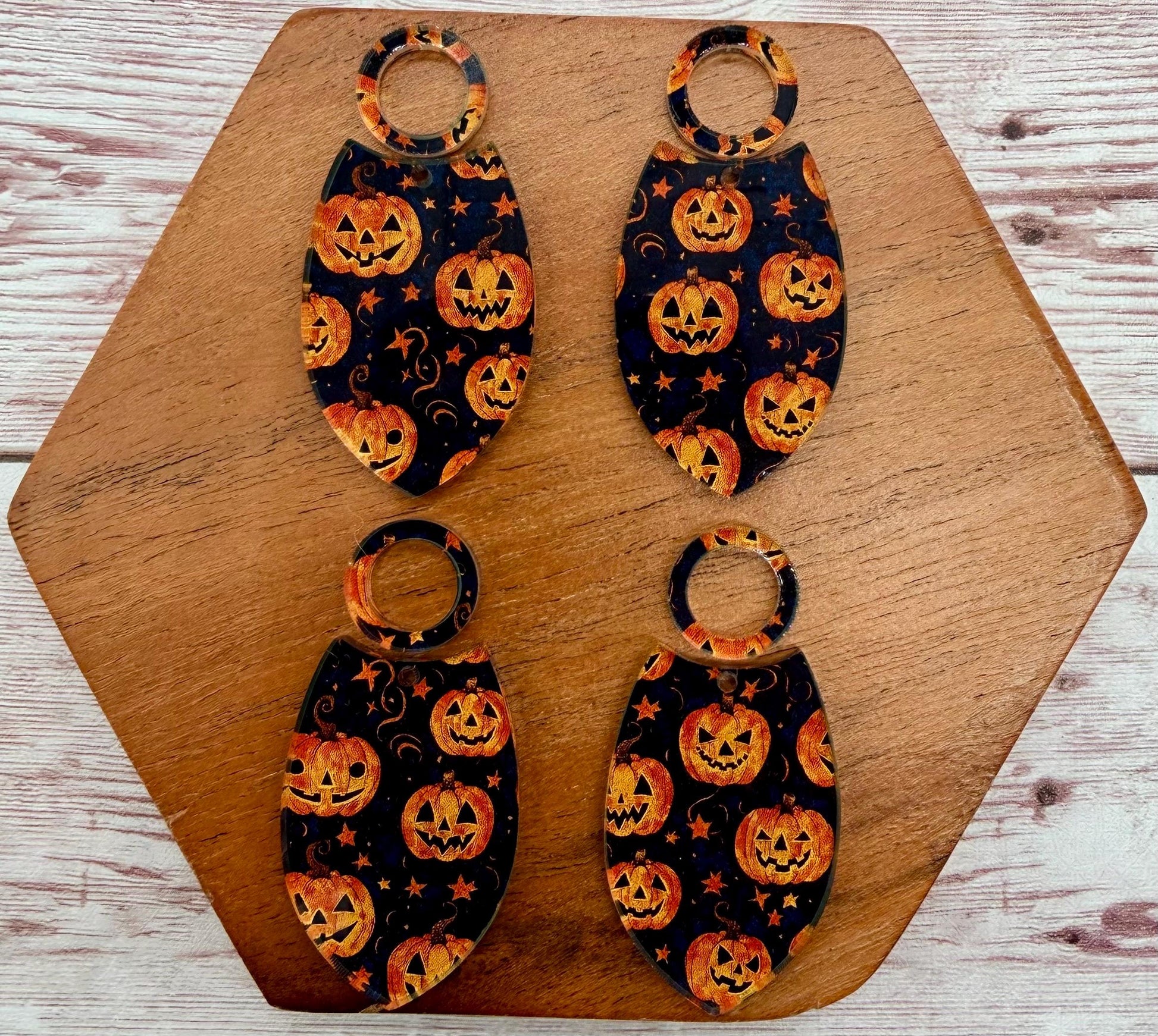 Cute Pumpkin Fall Halloween Print Acrylic Set Earring Blanks, DIY Jewelry Making