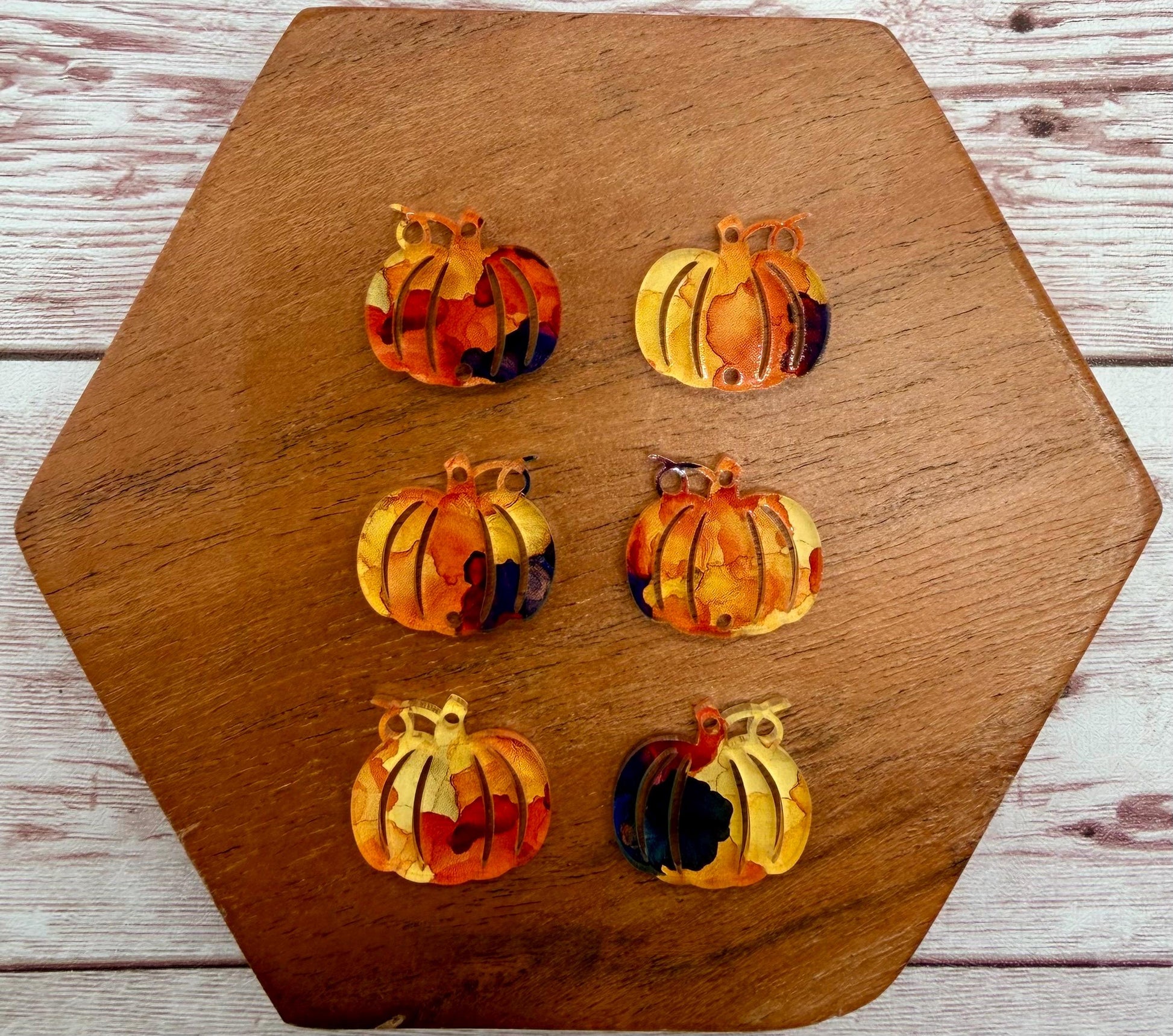 Fall Swirl Acrylic Stacked Pumpkin Trio Fall Halloween Set Earring Blanks, DIY Jewelry Making
