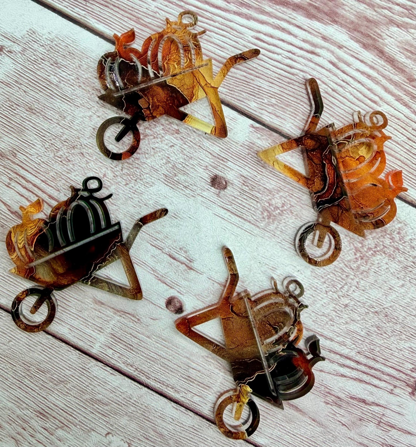 Wheelbarrow and Pumpkins Fall Acrylic Earring Blanks, DIY Jewelry Making