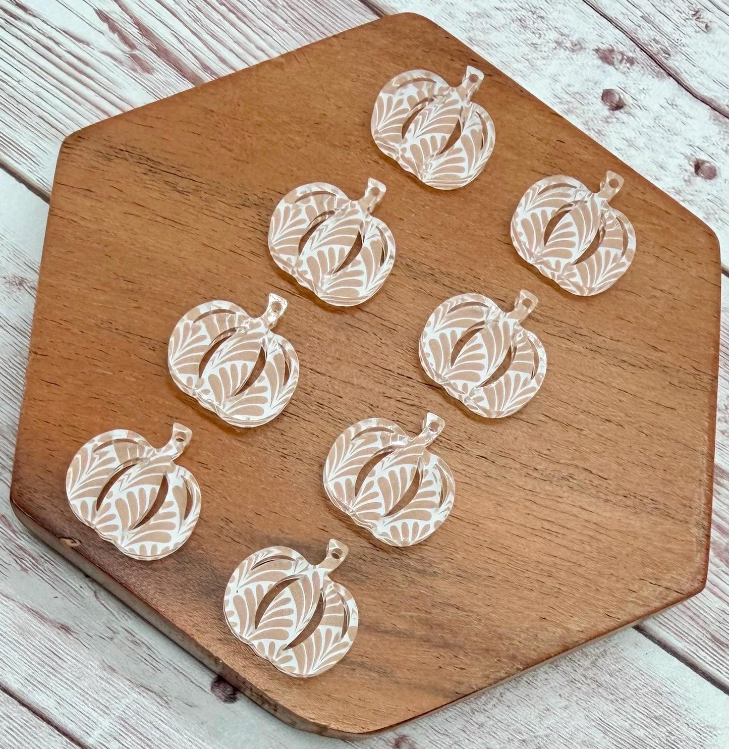 Set of 4 Pair Clay Fan Print Acrylic Mini Pumpkin Dangle Earring Blanks, Halloween, Fall, DIY Jewelry Making