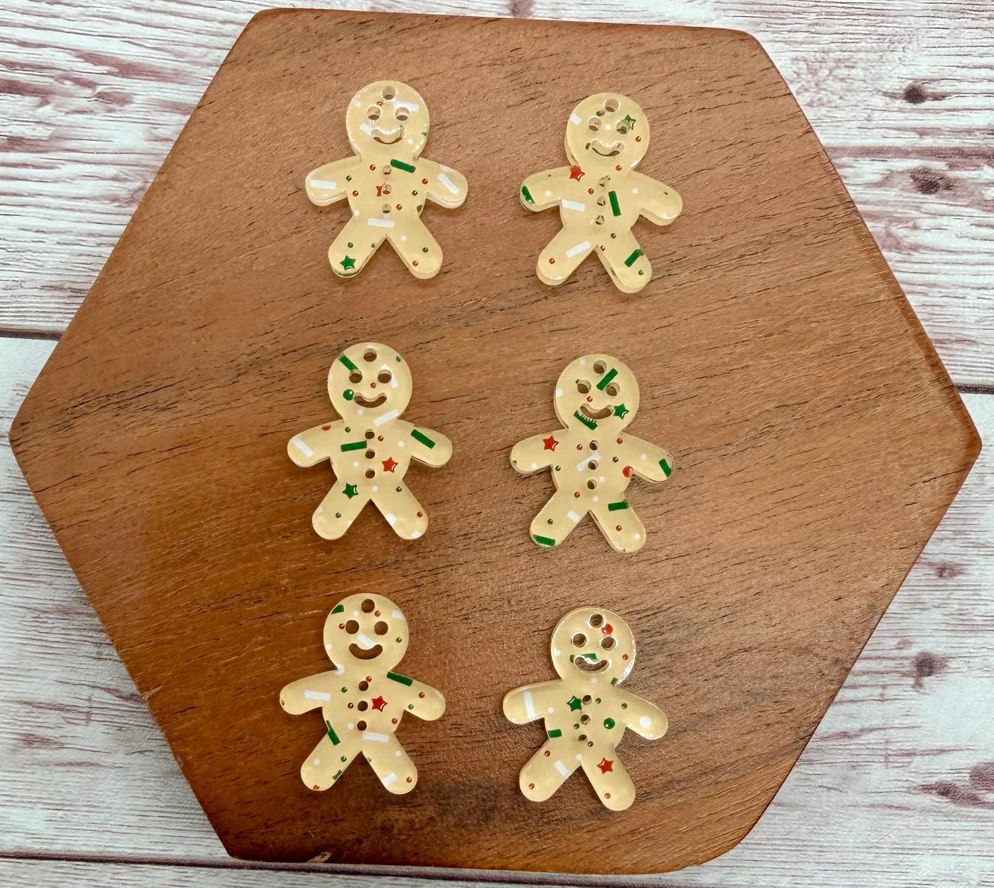 Set of 3 Pair Mini Gingerbread Man Earring Blanks, Christmas, Winter, DIY Jewelry Making