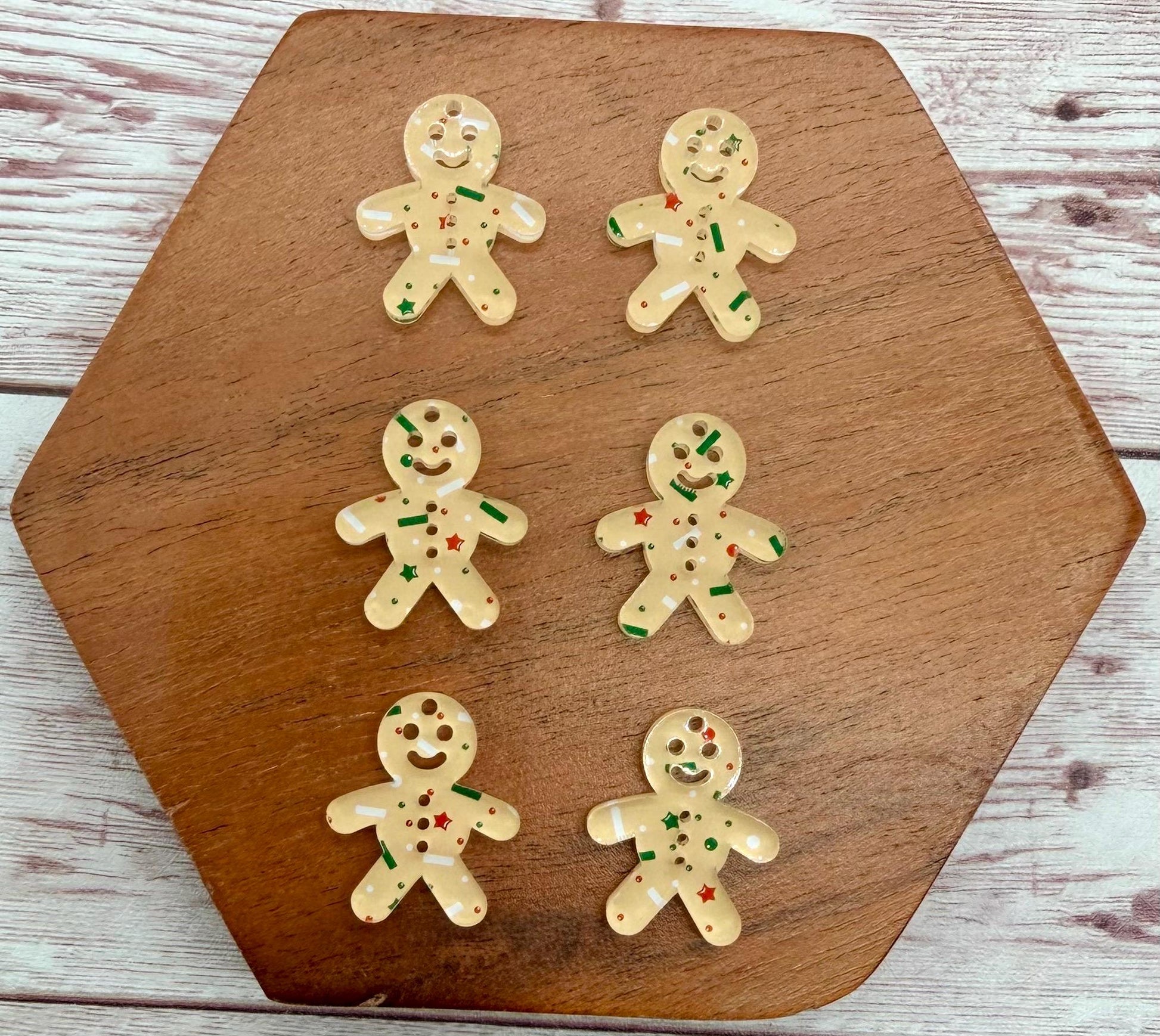 Set of 3 Pair Mini Gingerbread Man Earring Blanks, Christmas, Winter, DIY Jewelry Making