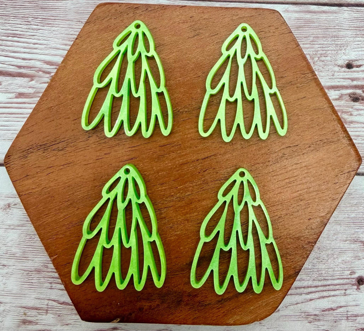 Lime Green Pearl Stacked Oval Loop Christmas Tree Acrylic Earring Blank Set, DIY Jewelry Making