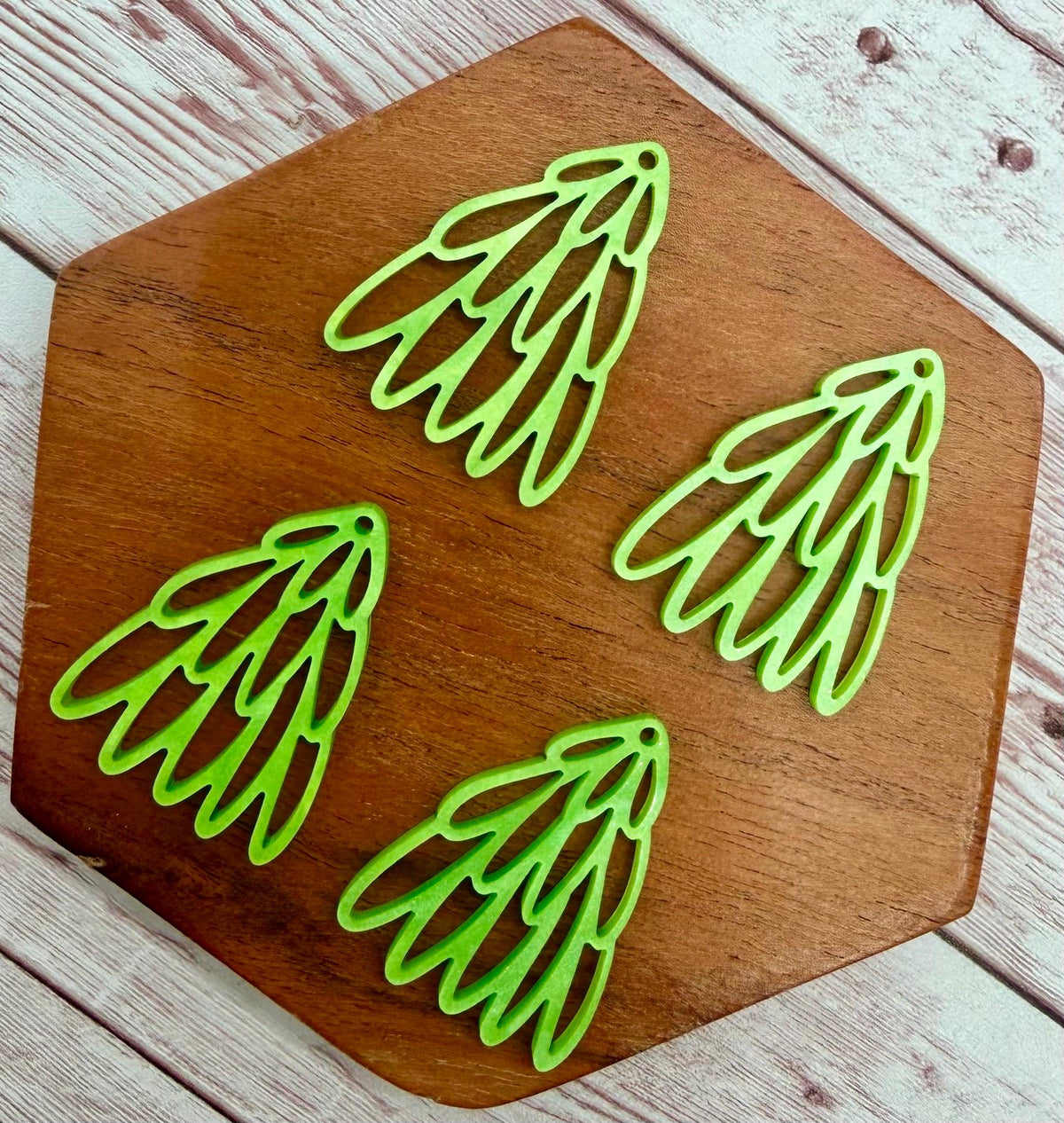 Lime Green Pearl Stacked Oval Loop Christmas Tree Acrylic Earring Blank Set, DIY Jewelry Making