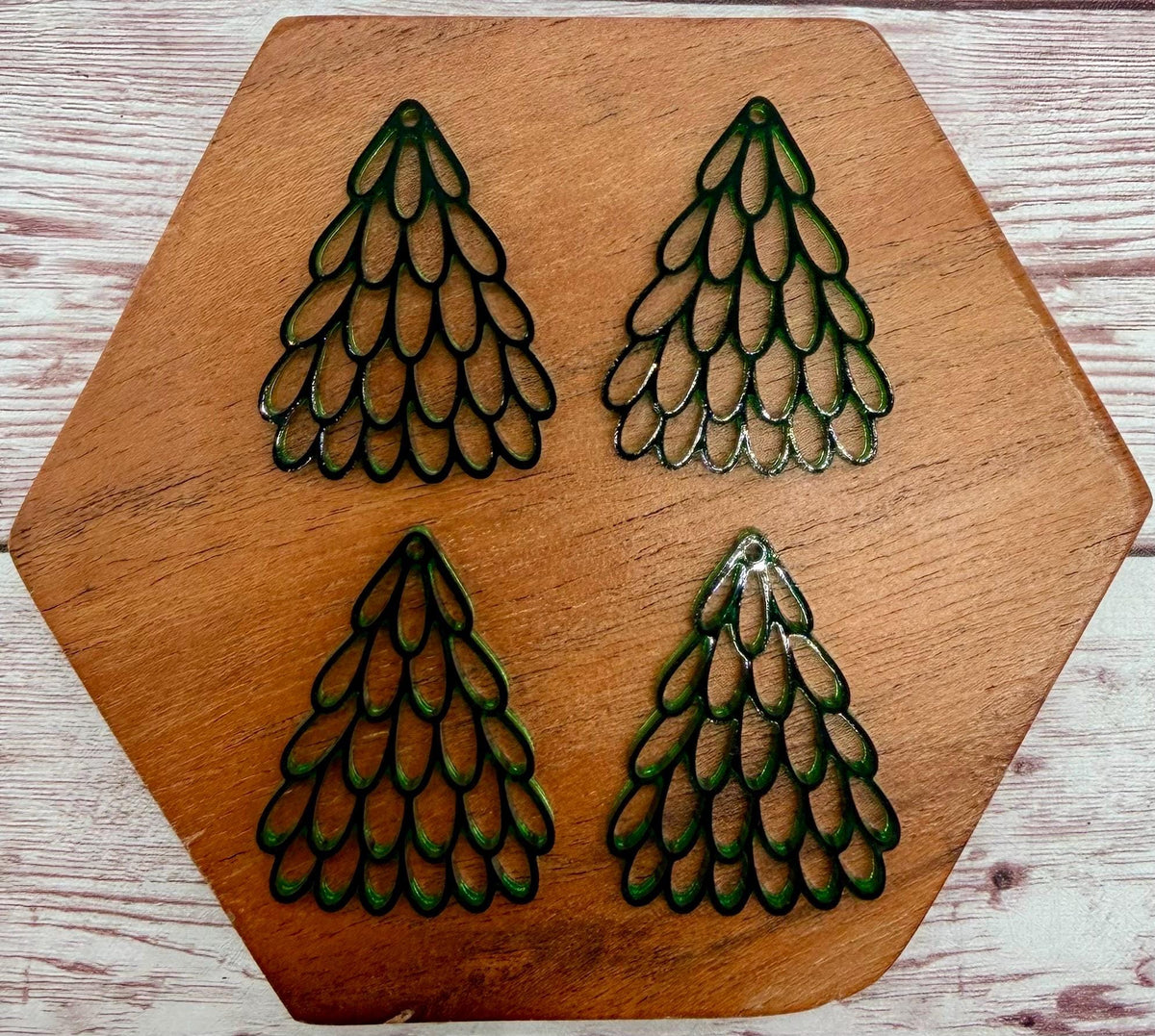 Transparent Green Stacked Mini Oval Loop Christmas Tree Acrylic Earring Blank Set, DIY Jewelry Making