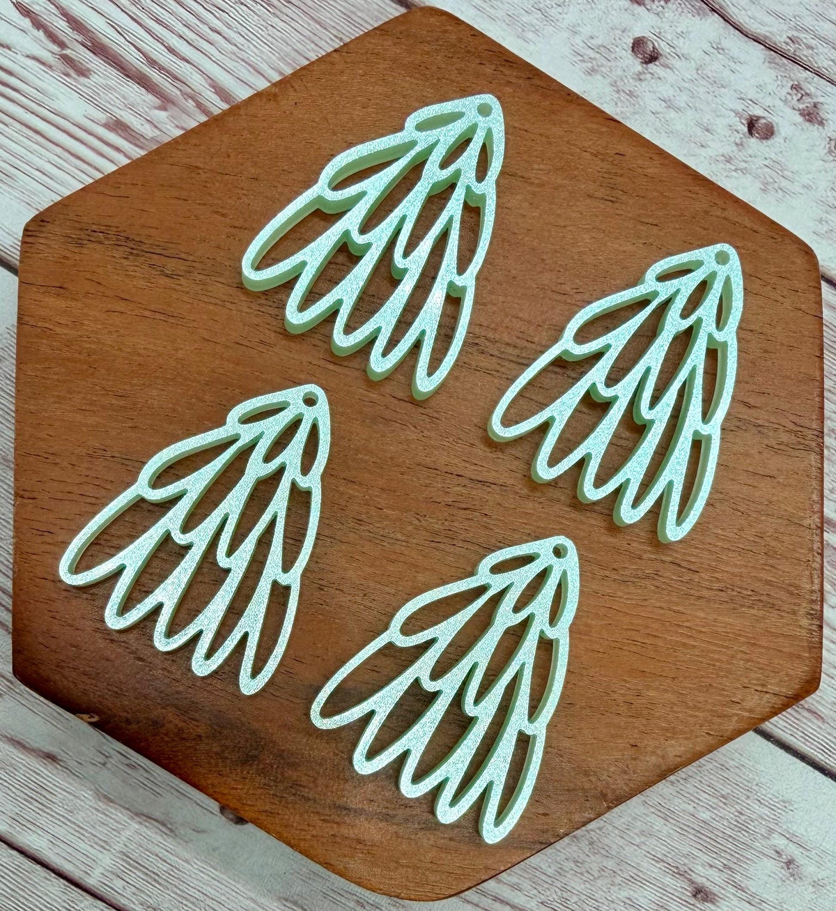 Mint Green Shimmer Stacked Oval Loop Christmas Tree Acrylic Earring Blank Set, DIY Jewelry Making