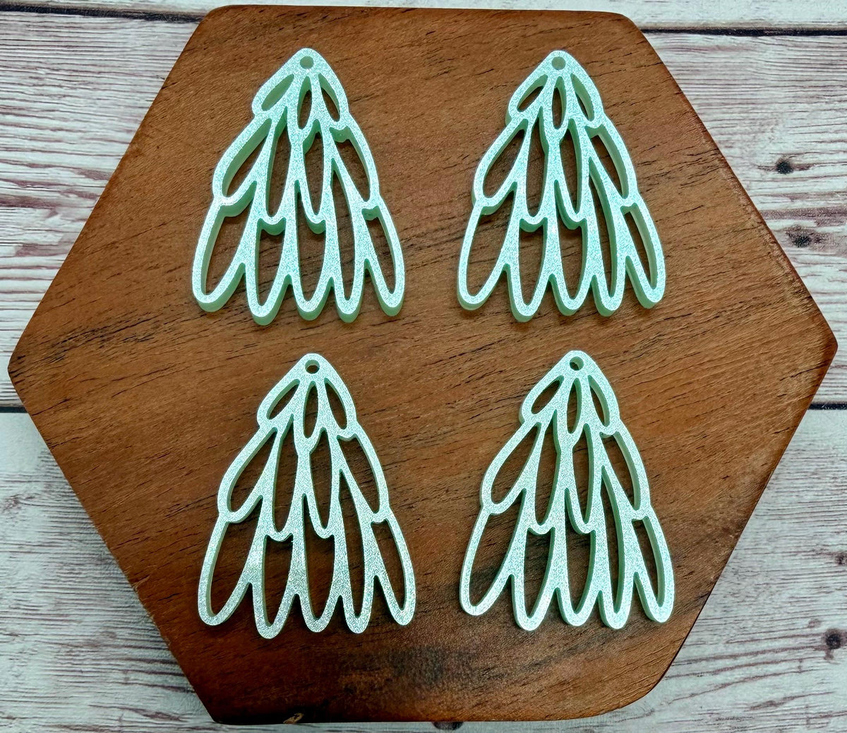 Mint Green Shimmer Stacked Oval Loop Christmas Tree Acrylic Earring Blank Set, DIY Jewelry Making