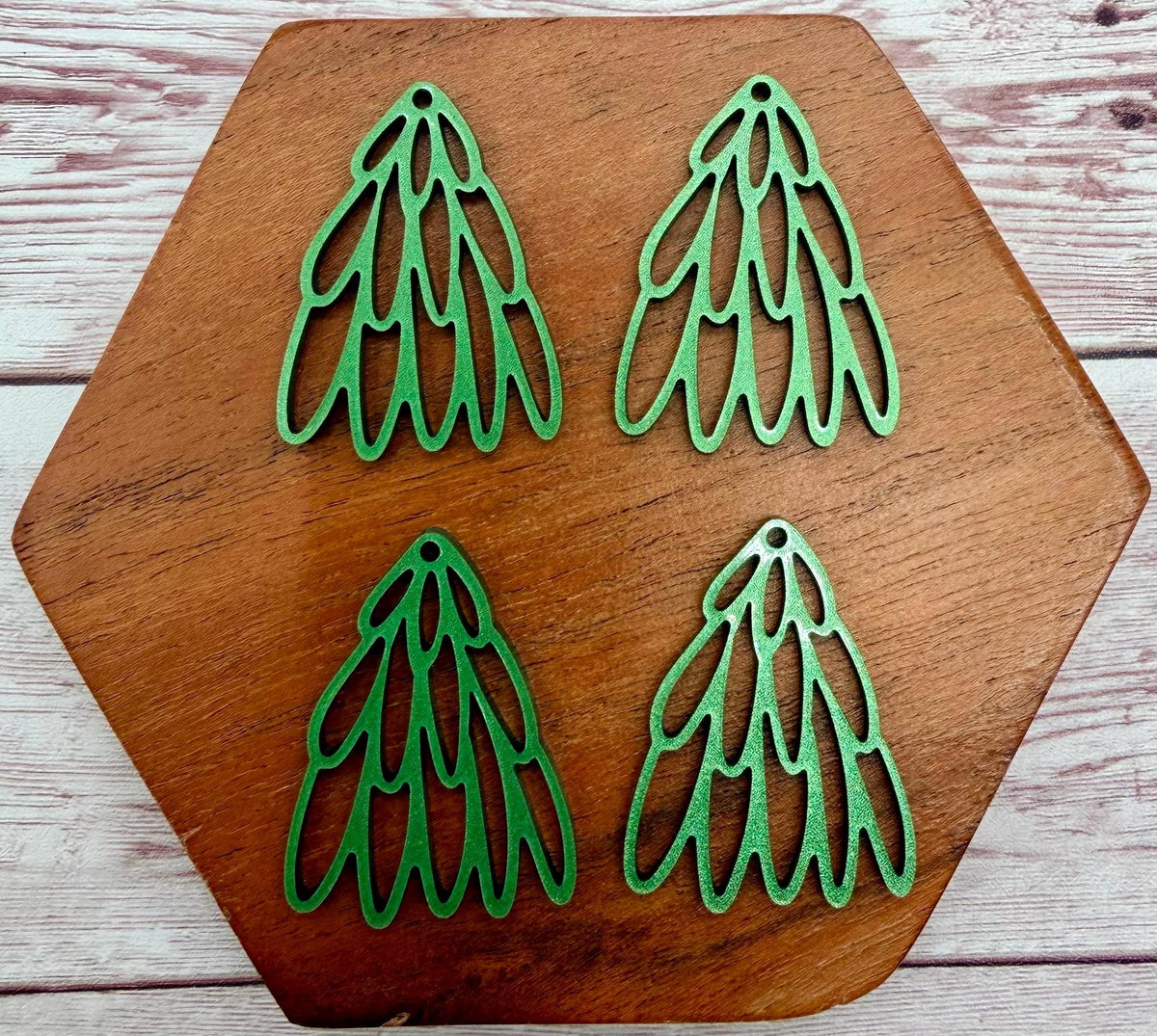 Green Metallic Stacked Oval Loop Christmas Tree Acrylic Earring Blank Set, DIY Jewelry Making