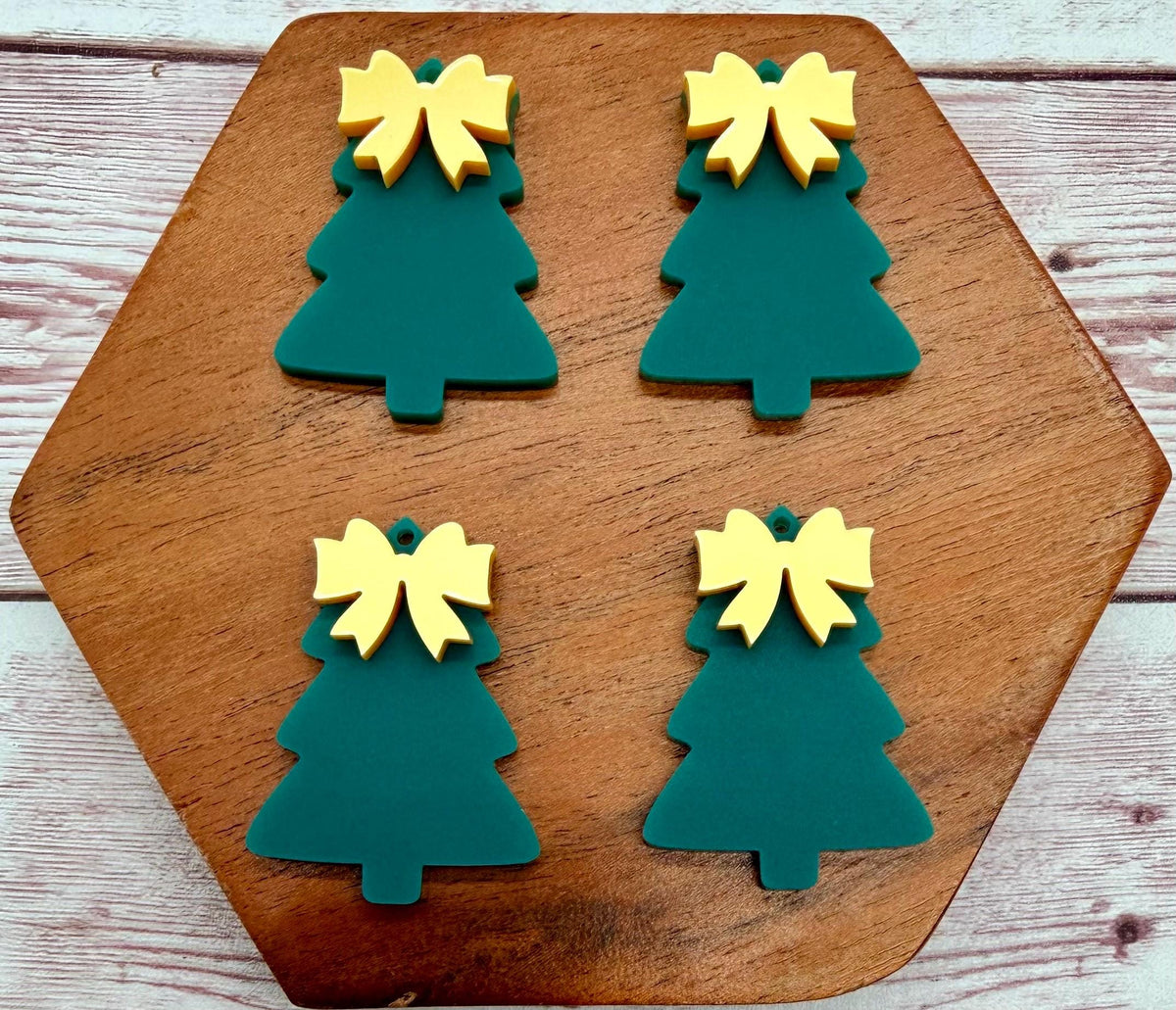 Matte Evergreen Layered Bow Christmas Tree Acrylic Earring Blanks, Winter, DIY Jewelry Making