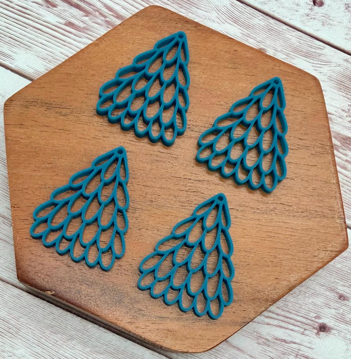 Matte Dark Teal Stacked Mini Oval Loop Christmas Tree Acrylic Earring Blank Set, DIY Jewelry Making