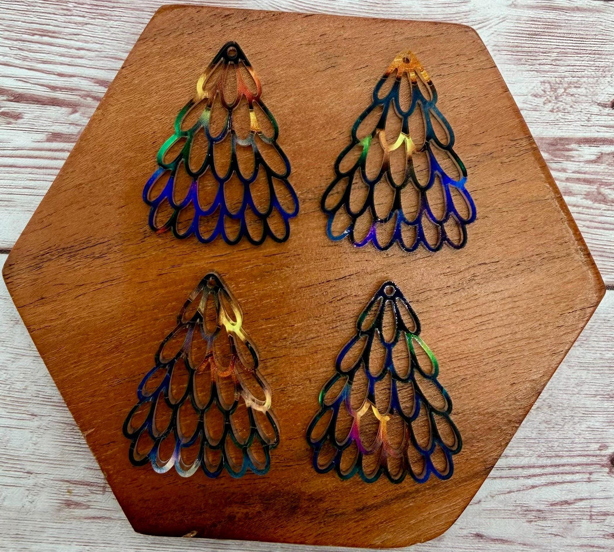 Multicolor Stacked Mini Oval Loop Christmas Tree Acrylic Earring Blank Set, DIY Jewelry Making