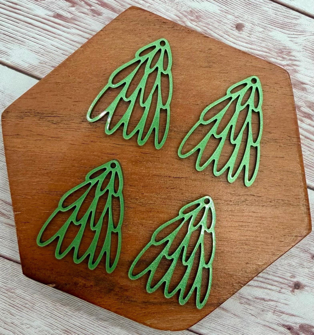 Green Metallic Stacked Oval Loop Christmas Tree Acrylic Earring Blank Set, DIY Jewelry Making