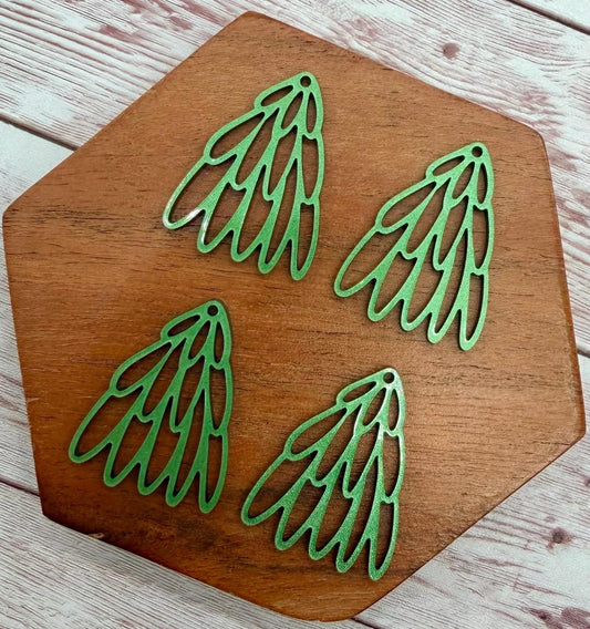 Green Metallic Stacked Oval Loop Christmas Tree Acrylic Earring Blank Set, DIY Jewelry Making