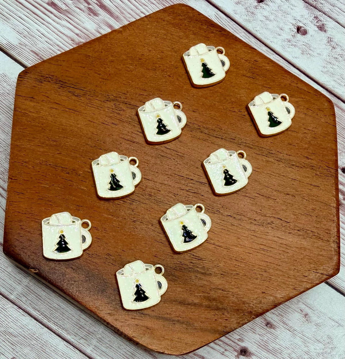 Set of 4 Pair Glitter Enamel Winter Cocoa Mug, Christmas Earring Charms, Earring Findings, DIY Jewelry Making