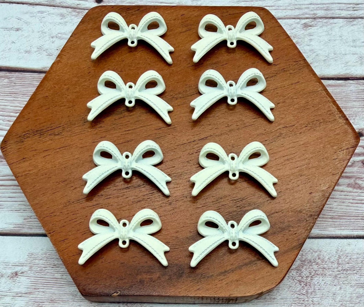Cream Bow Connector, Jewelry Making, Earring Findings, Set of 5 Pair, DIY Jewelry Making