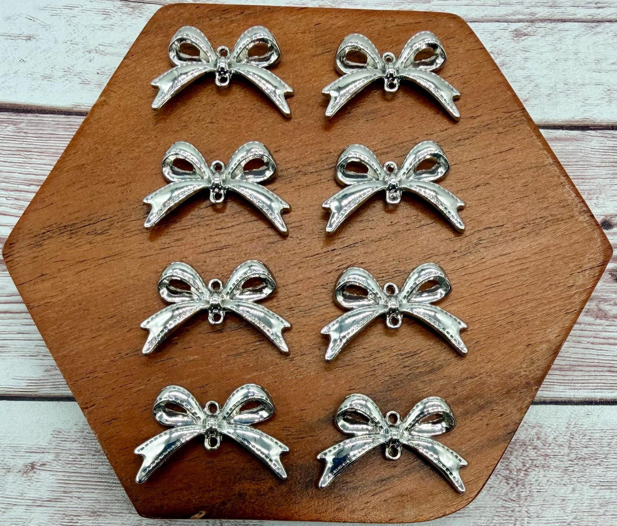 Silver Bow Connector, Jewelry Making, Earring Findings, Set of 4 Pair, DIY Jewelry Making