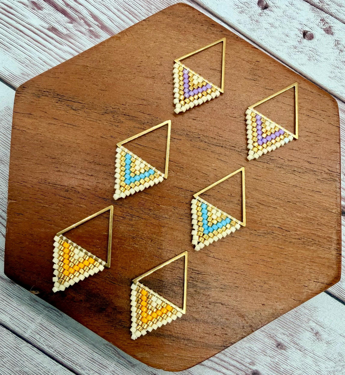 Set of 3 Pair Assorted Rhombus Seed Bead Earring Blanks, DIY Jewelry Making