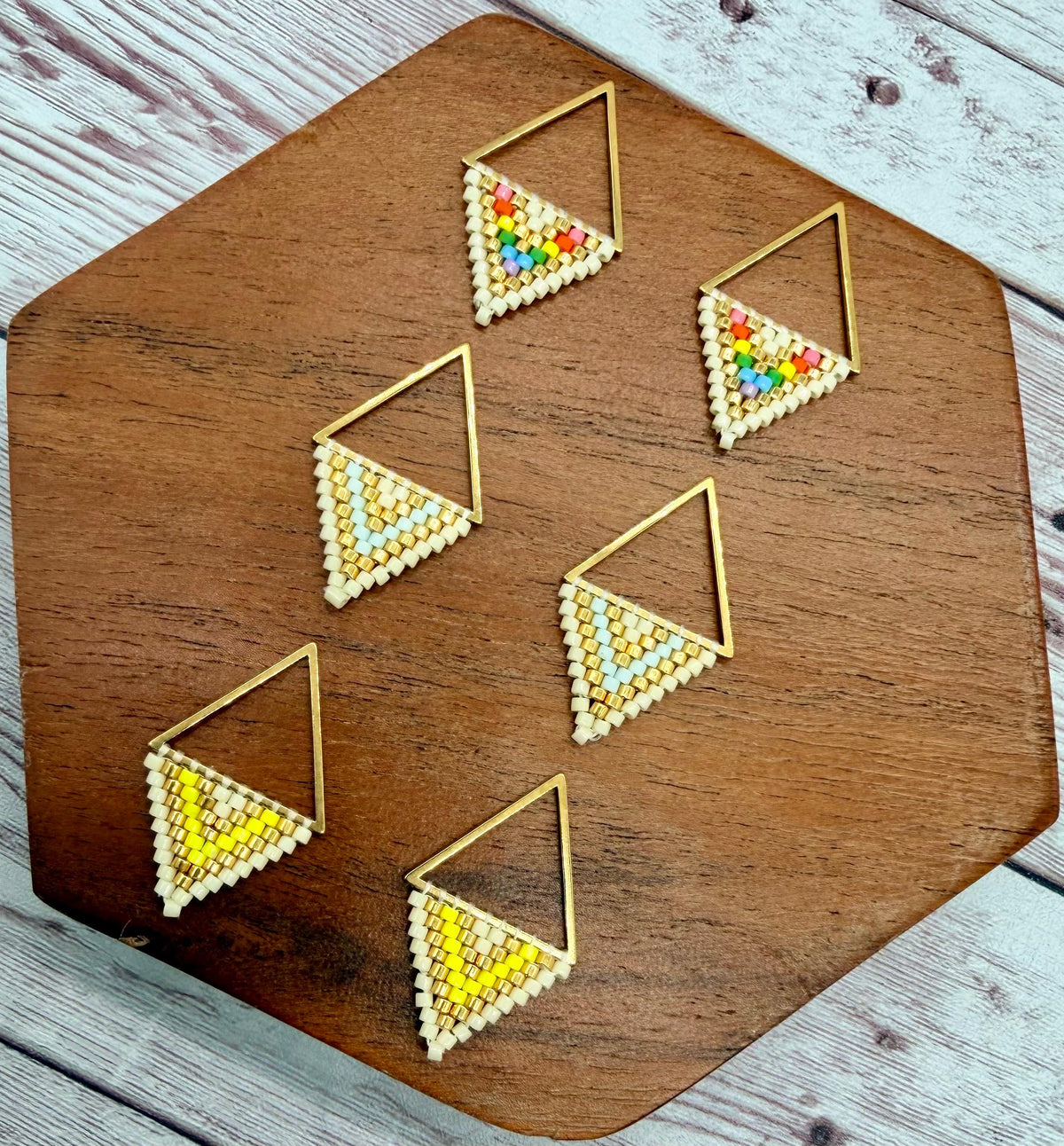 Set of 3 Pair Assorted Rhombus Seed Bead Earring Blanks, DIY Jewelry Making