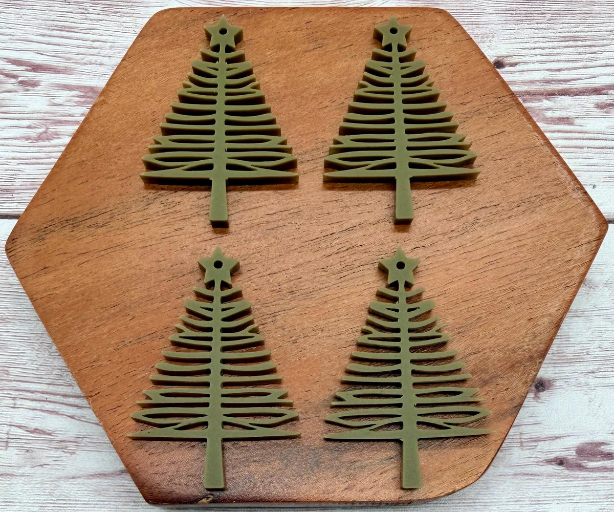 Rustic Twig Forest Floor Christmas Tree Acrylic Earring Blanks, DIY Jewelry Making