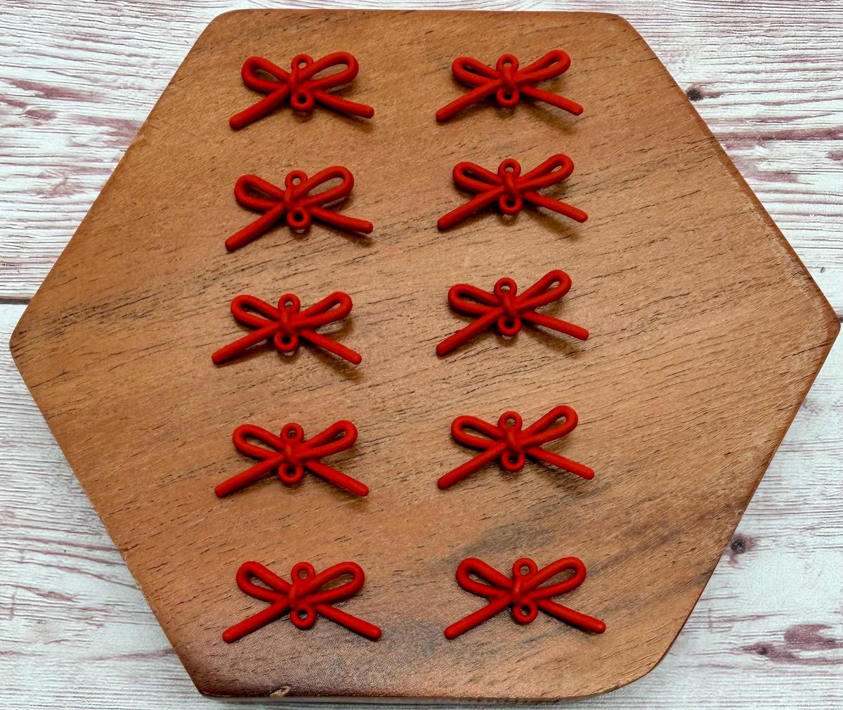Red Bow Connector, Jewelry Making, Earring Findings, Set of 5 Pair, DIY Jewelry Making