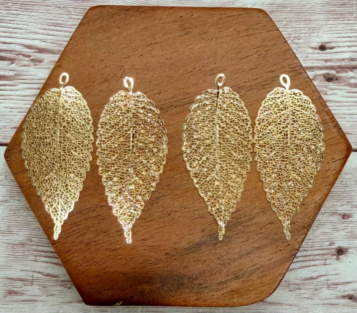 Light Gold Brass Intricate Filigree Leaf 55.5x24mm Earring Blanks, Earring Findings, Set of 2 Pair DIY Jewelry Making