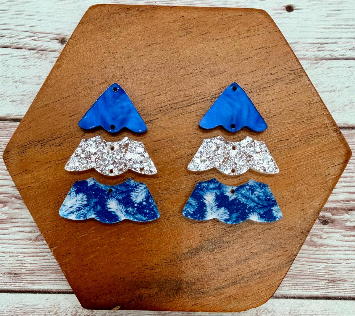 Evergreen Print Acrylic Tiered Christmas Tree Set Earring Blanks, DIY Jewelry Making