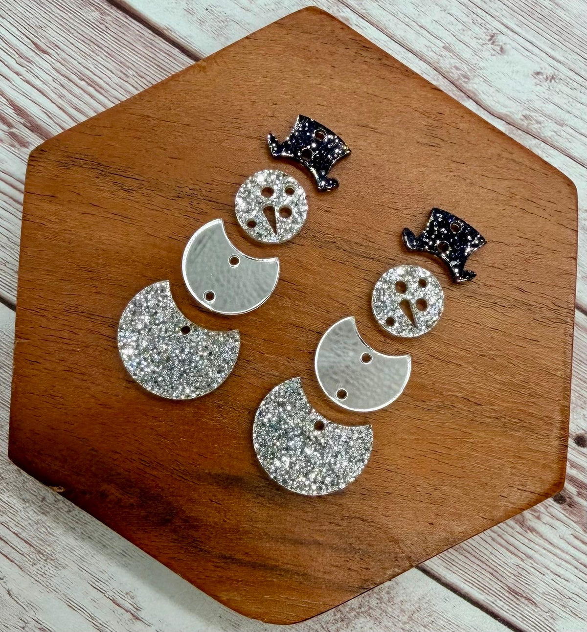 Silver Toned Stacked Snowman Acrylic Earring Blanks, Christmas, Winter, DIY Jewelry Making