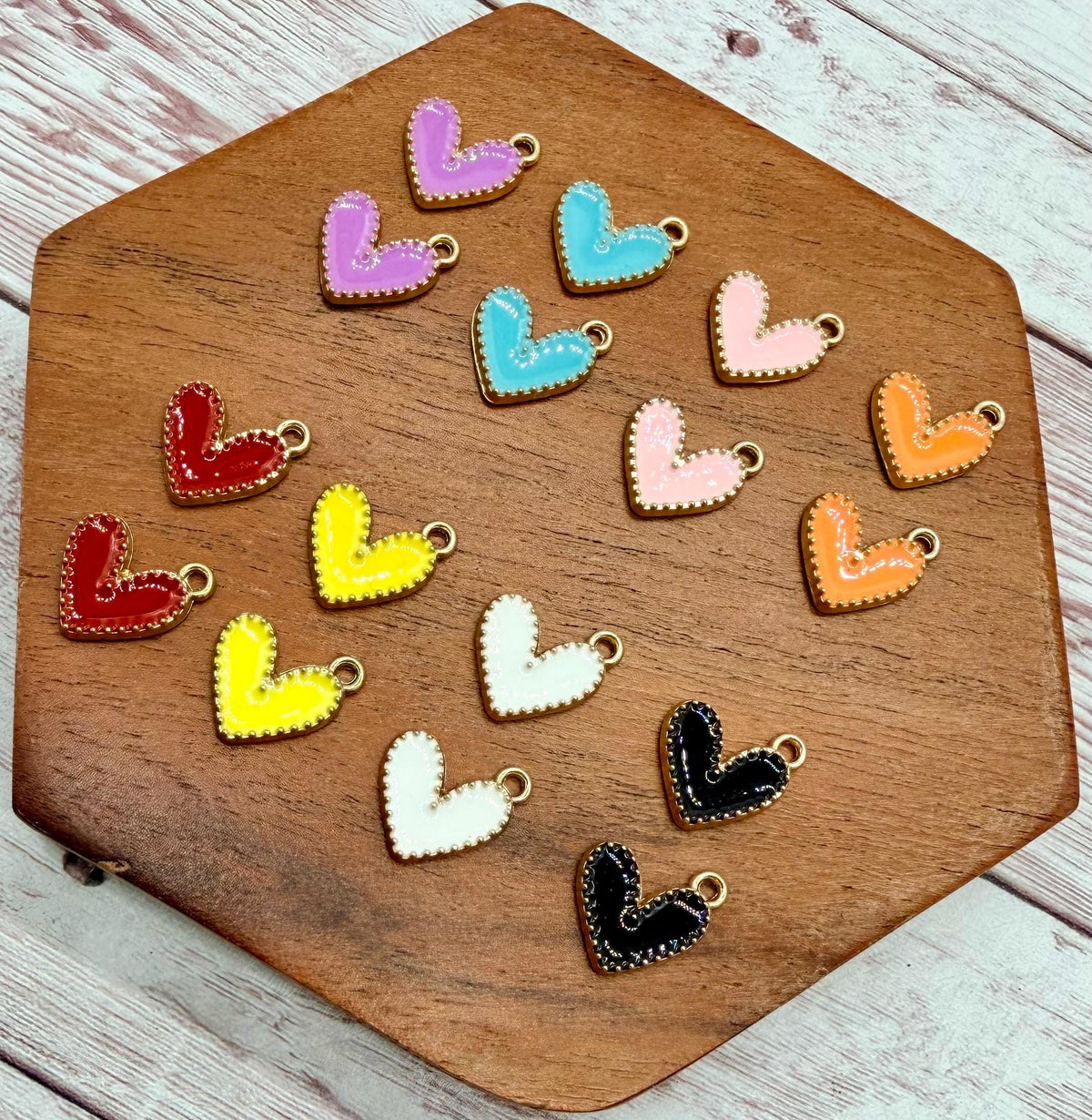 Set of 5 Pair Enamel Mixed Color Heart Earring Charms, Valentine, Earring Findings, DIY Jewelry Making