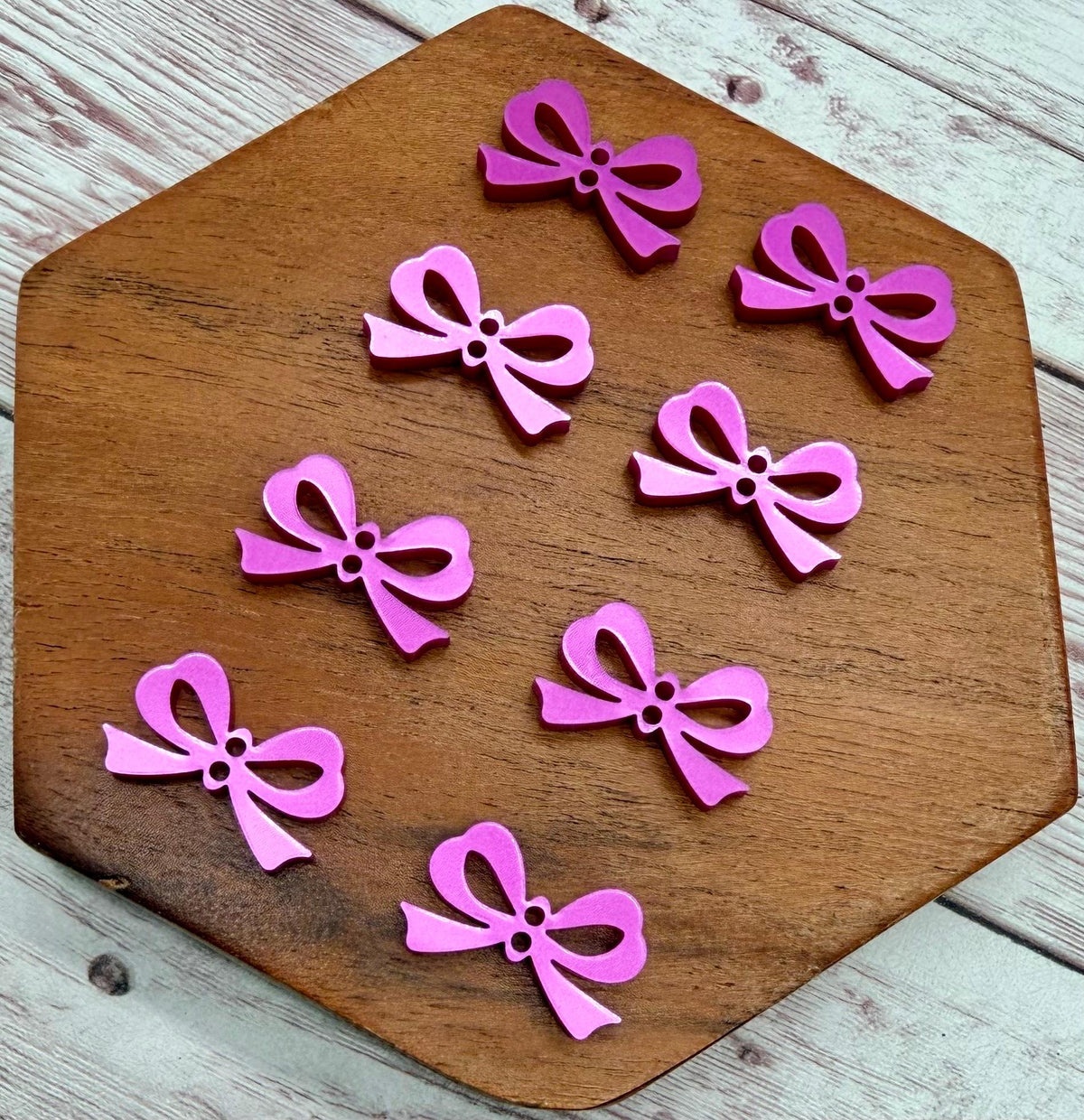 Pink Metallic Acrylic Bow Earring Connectors, Set of 4 Pair, DIY Jewelry Making