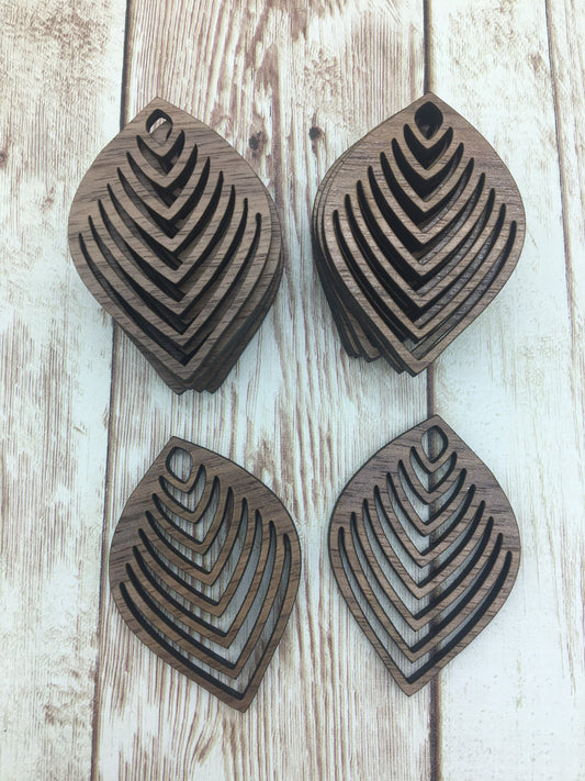 Wood Diamond Slit Earring Blanks, Finished Walnut Blank, DIY Jewelry Making