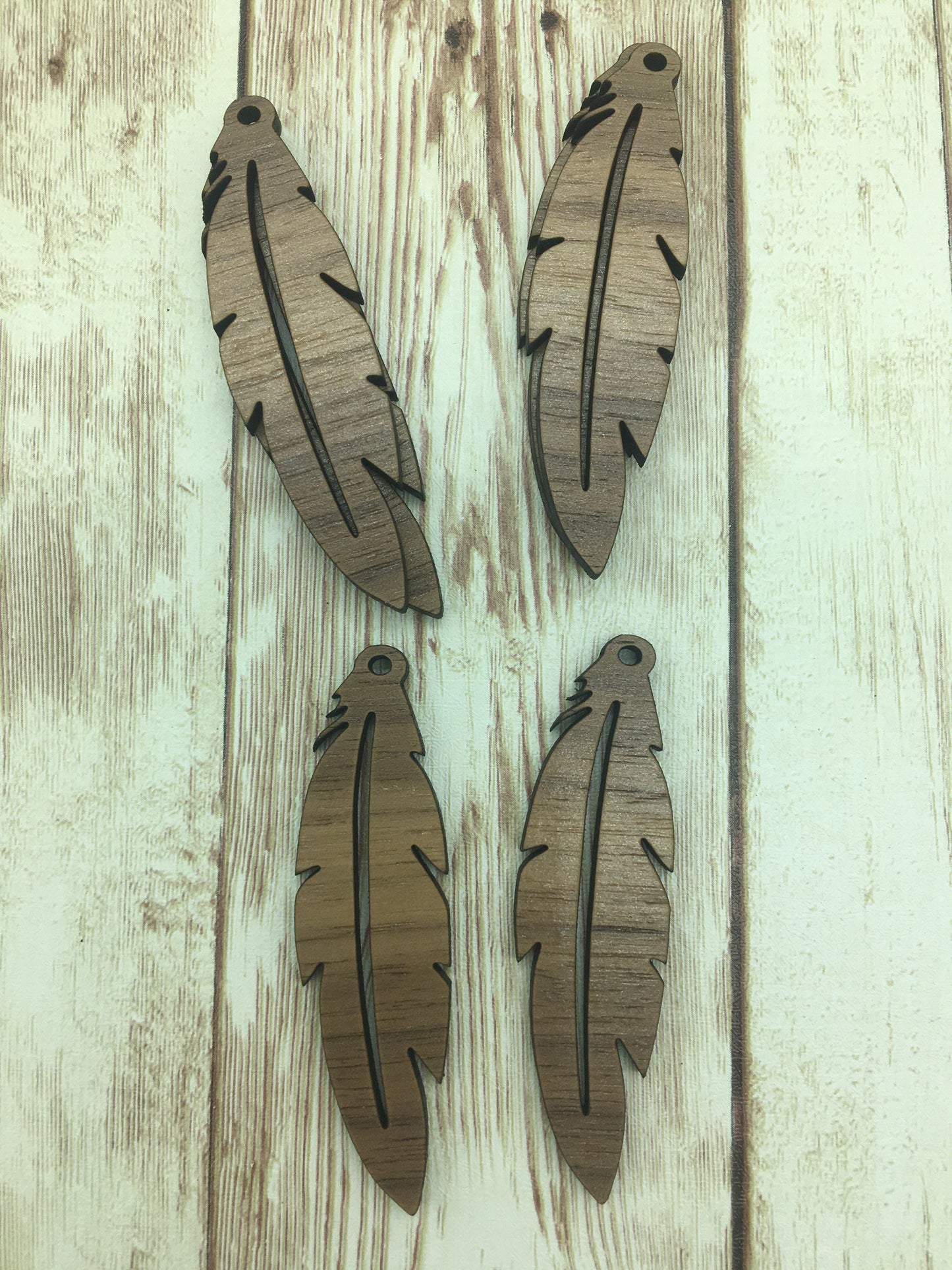 Wood Feather Earring Blanks, Finished Walnut Blank, DIY Jewelry Making