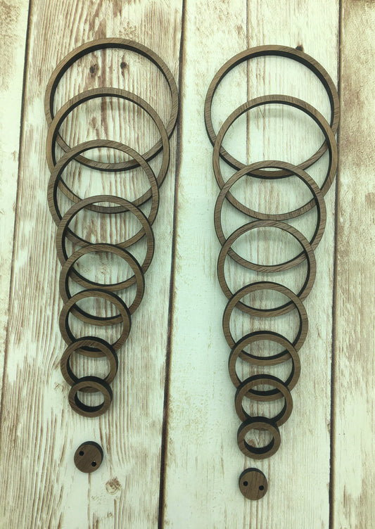 Wood Hoop Nesting Set Earring Blanks, Finished Walnut Blank, DIY Jewelry Making
