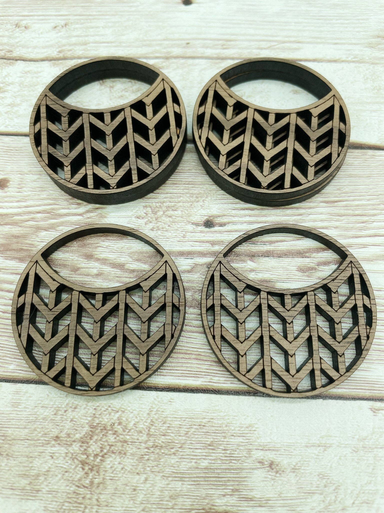 Wood Chevron Weave Hoop Earring Blanks, Finished Walnut Blank, DIY Jewelry Making