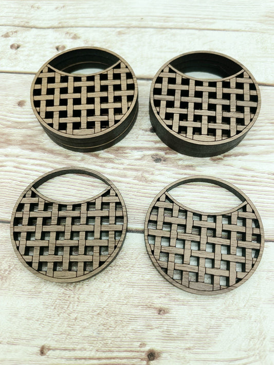 Wood Basket Weave Hoop Earring Blanks, Finished Walnut Blank, DIY Jewelry Making