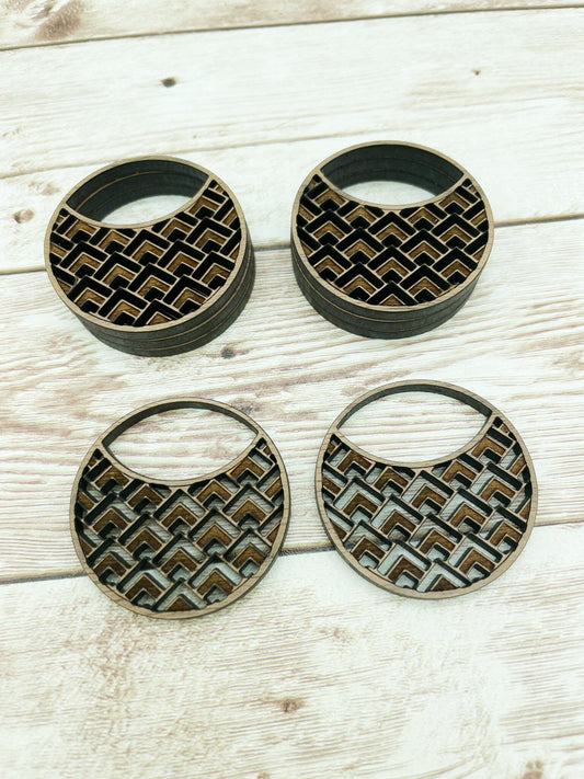 Wood Mountain Geometric Hoop Earring Blanks, Finished Walnut Blank, DIY Jewelry Making