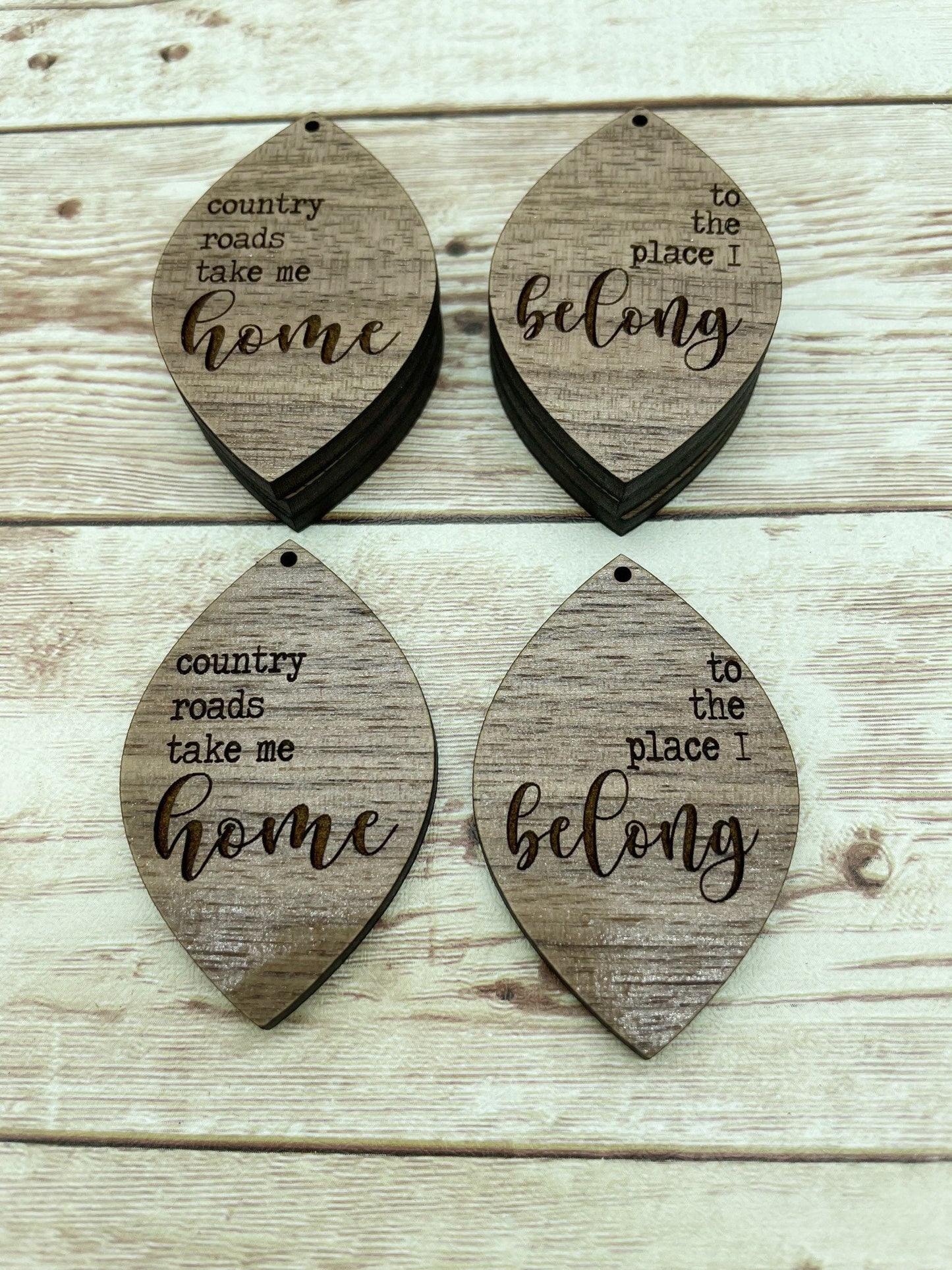 Wood Engraved Country Roads Take Me Home Blanks, Finished Walnut Blank, DIY Jewelry Making