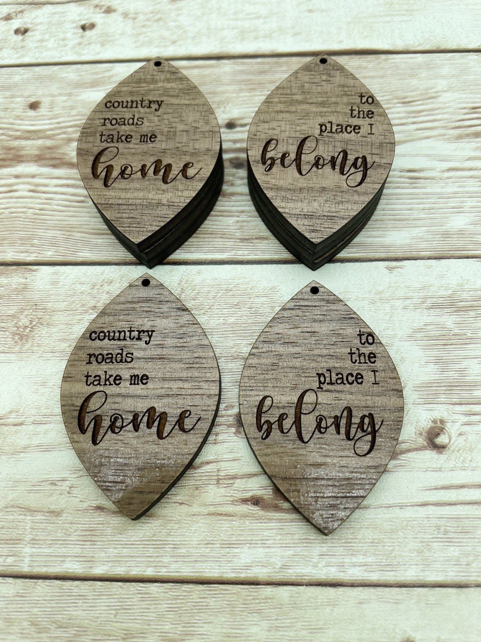 Wood Engraved Country Roads Take Me Home Blanks, Finished Walnut Blank, DIY Jewelry Making