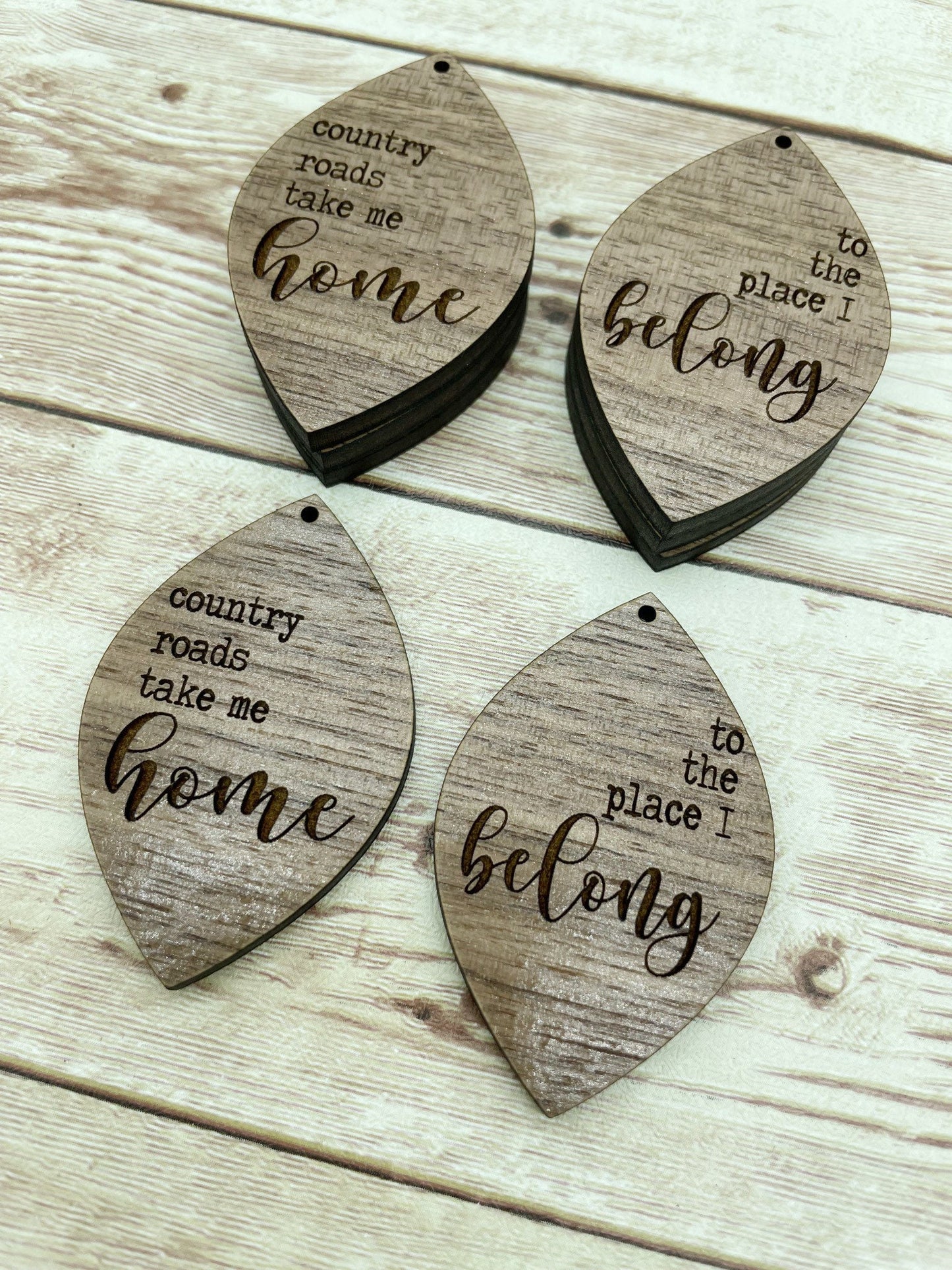 Wood Engraved Country Roads Take Me Home Blanks, Finished Walnut Blank, DIY Jewelry Making
