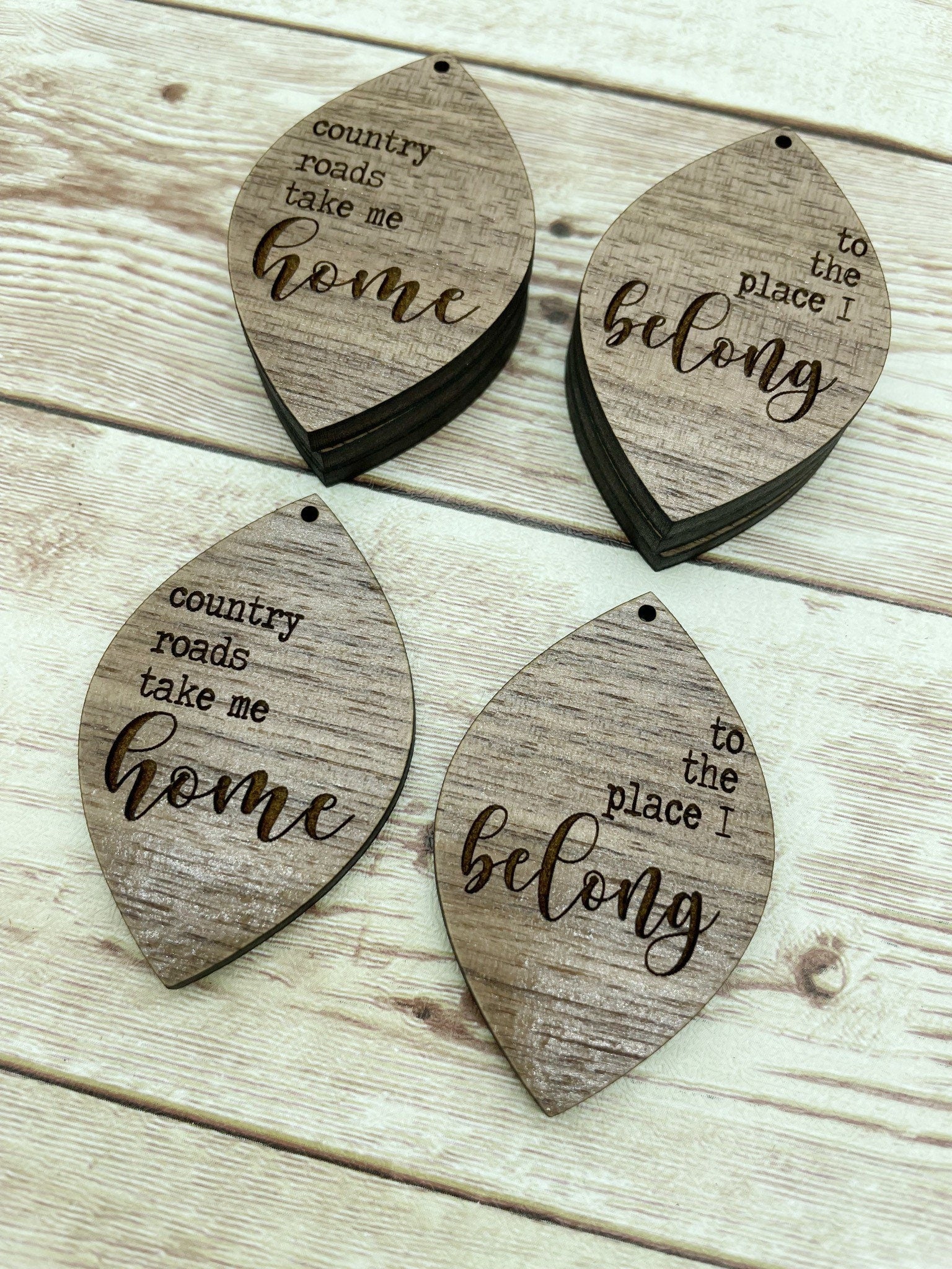 Wood Engraved Country Roads Take Me Home Blanks, Finished Walnut Blank, DIY Jewelry Making