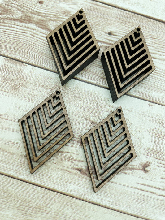 Wood Sharp Diamond Slit Earring Blanks, Finished Walnut Blank, DIY Jewelry Making