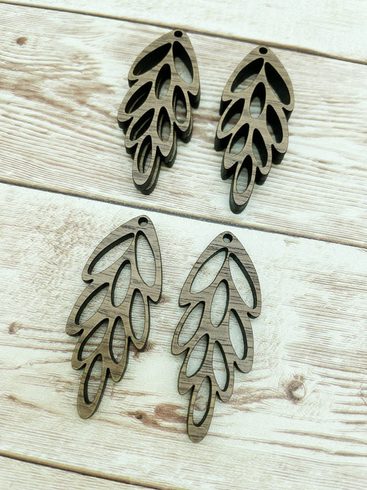 Wood Drop Leaf Earring Blanks, Finished Walnut Blank, DIY Jewelry Making