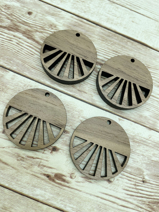 Wood Circle Half Sun Ray Earring Blanks, Finished Walnut Blank, DIY Jewelry Making