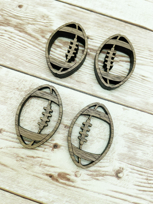 Wood Football Cutout Earring Blanks, Finished Walnut Blank, DIY Jewelry Making