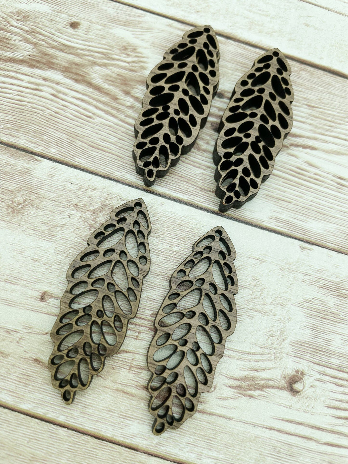 Wood Bubble Leaf Earring Blanks, Finished Walnut Blank, DIY Jewelry Making