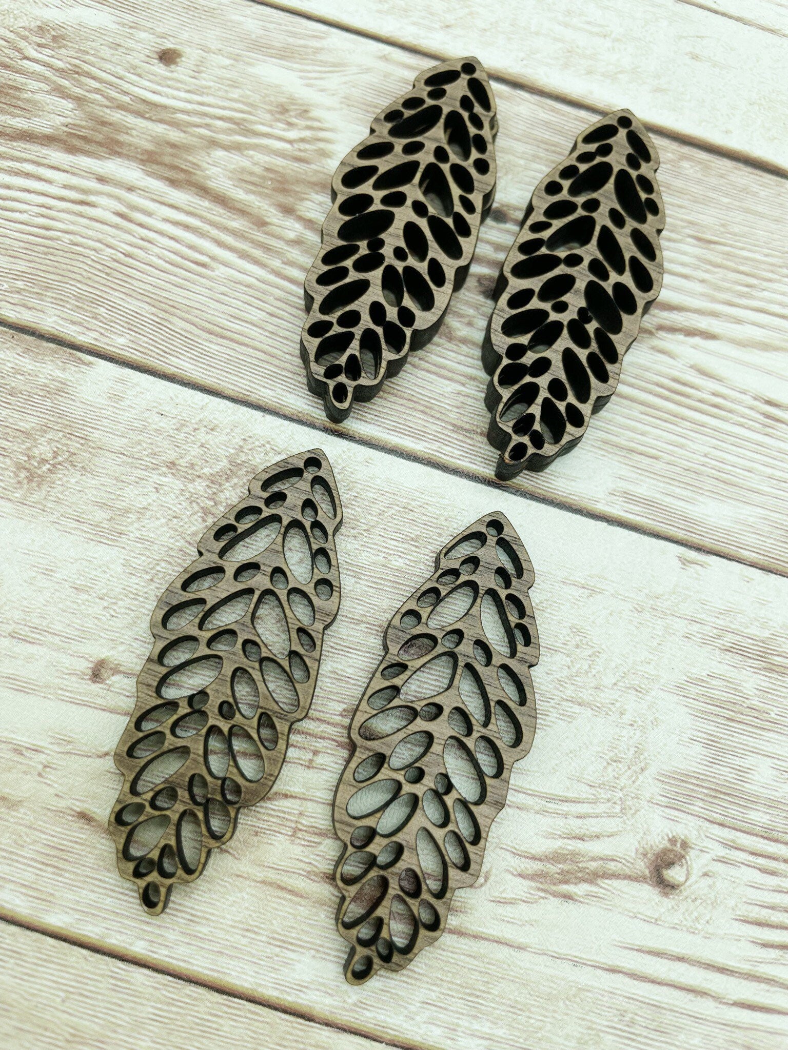 Wood Bubble Leaf Earring Blanks, Finished Walnut Blank, DIY Jewelry Making