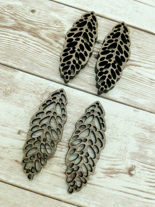 Wood Bubble Leaf Earring Blanks, Finished Walnut Blank, DIY Jewelry Making