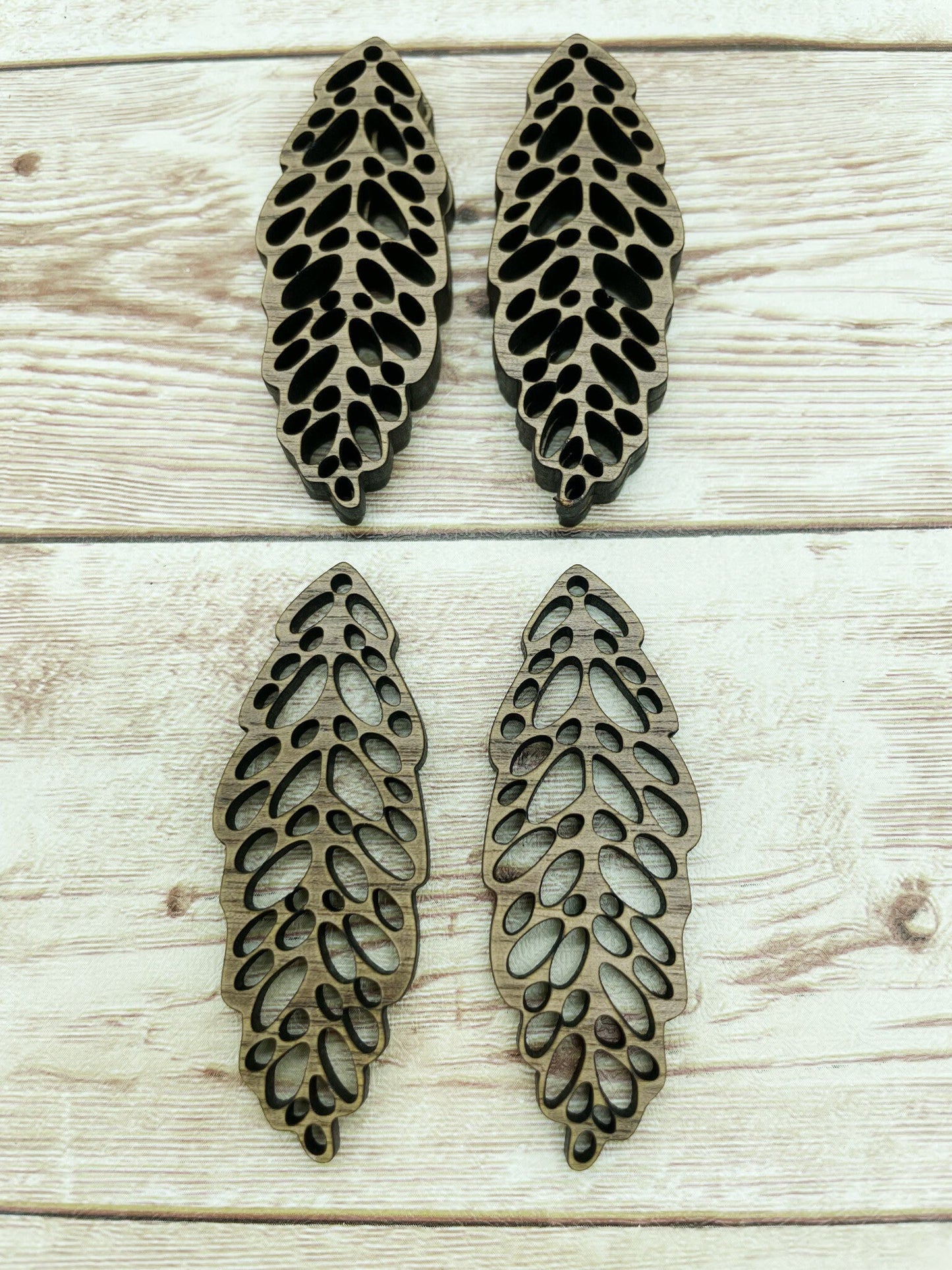 Wood Bubble Leaf Earring Blanks, Finished Walnut Blank, DIY Jewelry Making