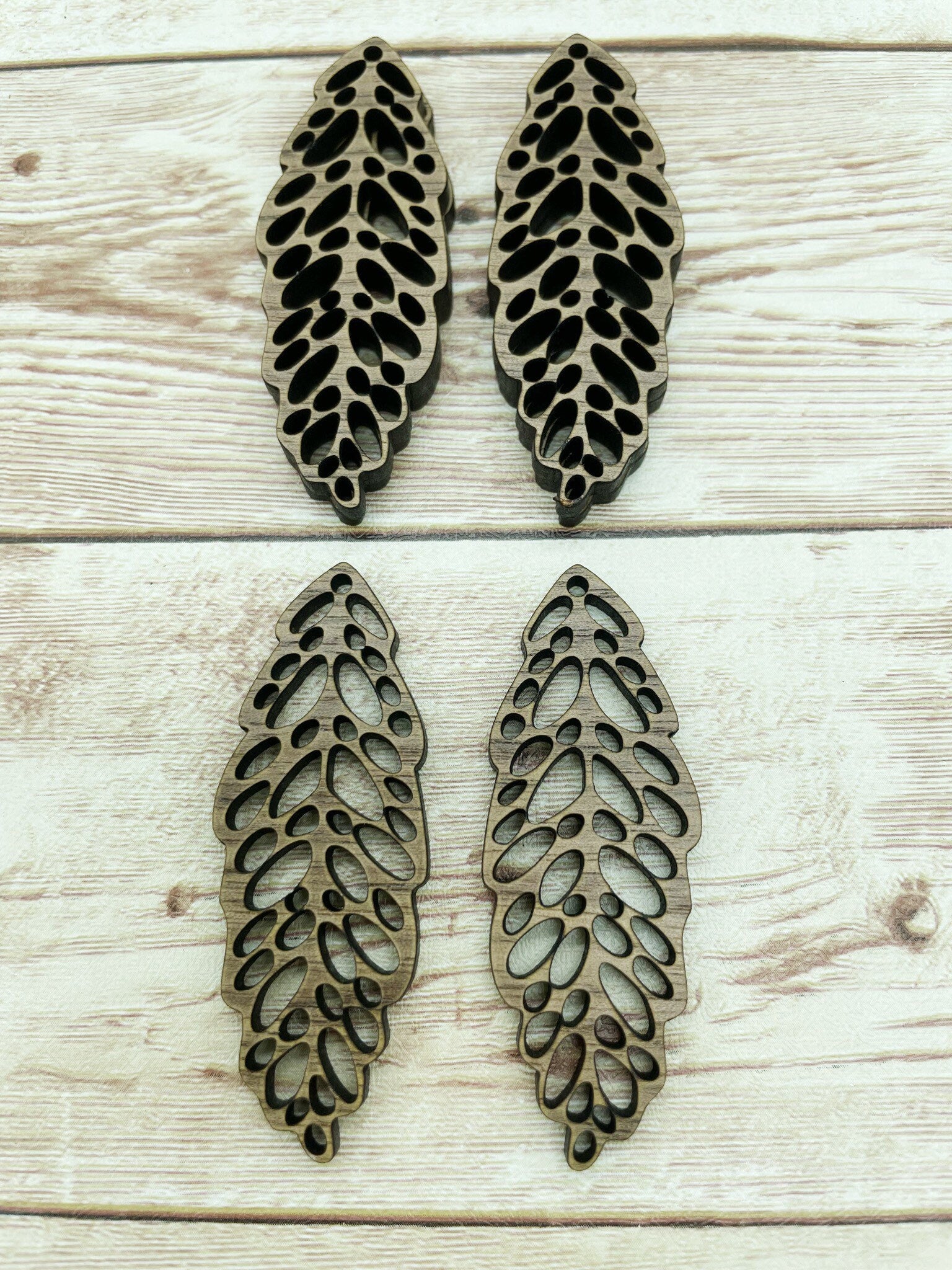 Wood Bubble Leaf Earring Blanks, Finished Walnut Blank, DIY Jewelry Making