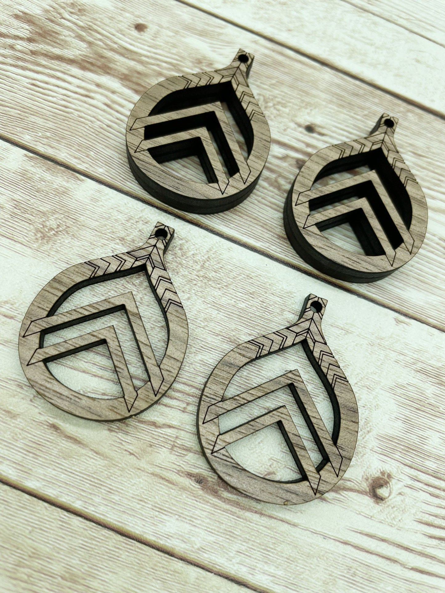Wood Drop Arrow Earring Blanks, Finished Walnut Blank, DIY Jewelry Making